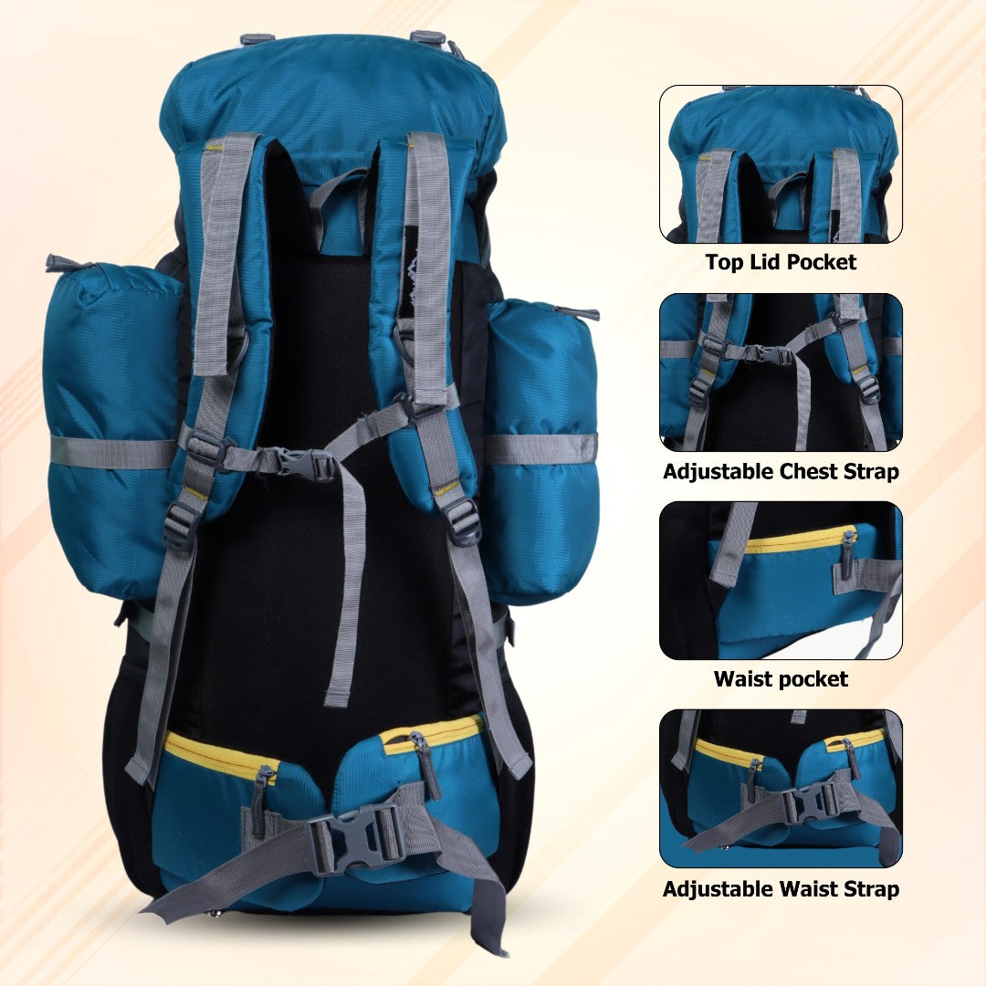 Endeavour Hampta Front Open Rucksack For Hiking/Camping/Trekking with Rain Cover/Shoe Compartment - 75 L