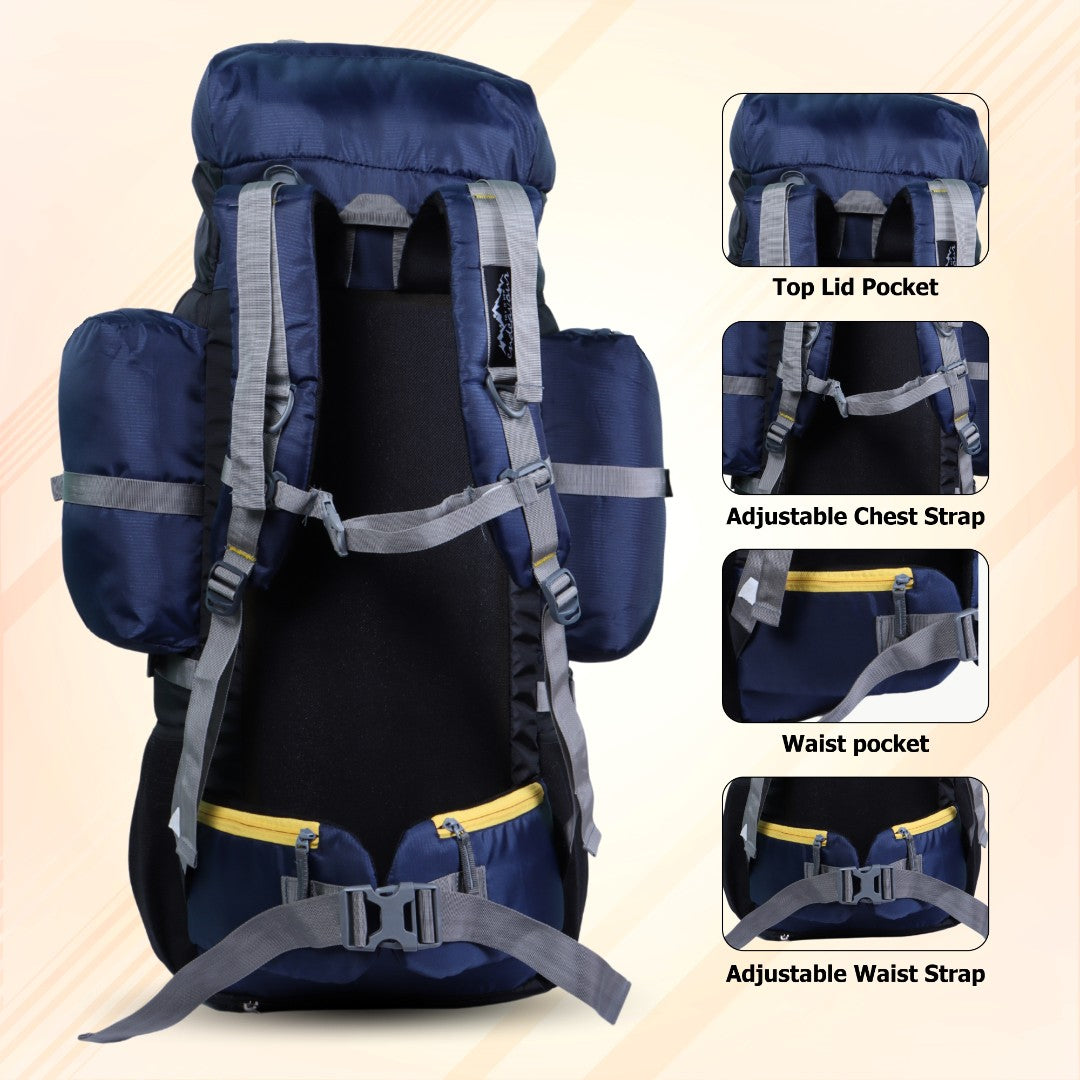 Endeavour Hampta Front Open Rucksack For Hiking/Camping/Trekking with Rain Cover/Shoe Compartment - 75 L