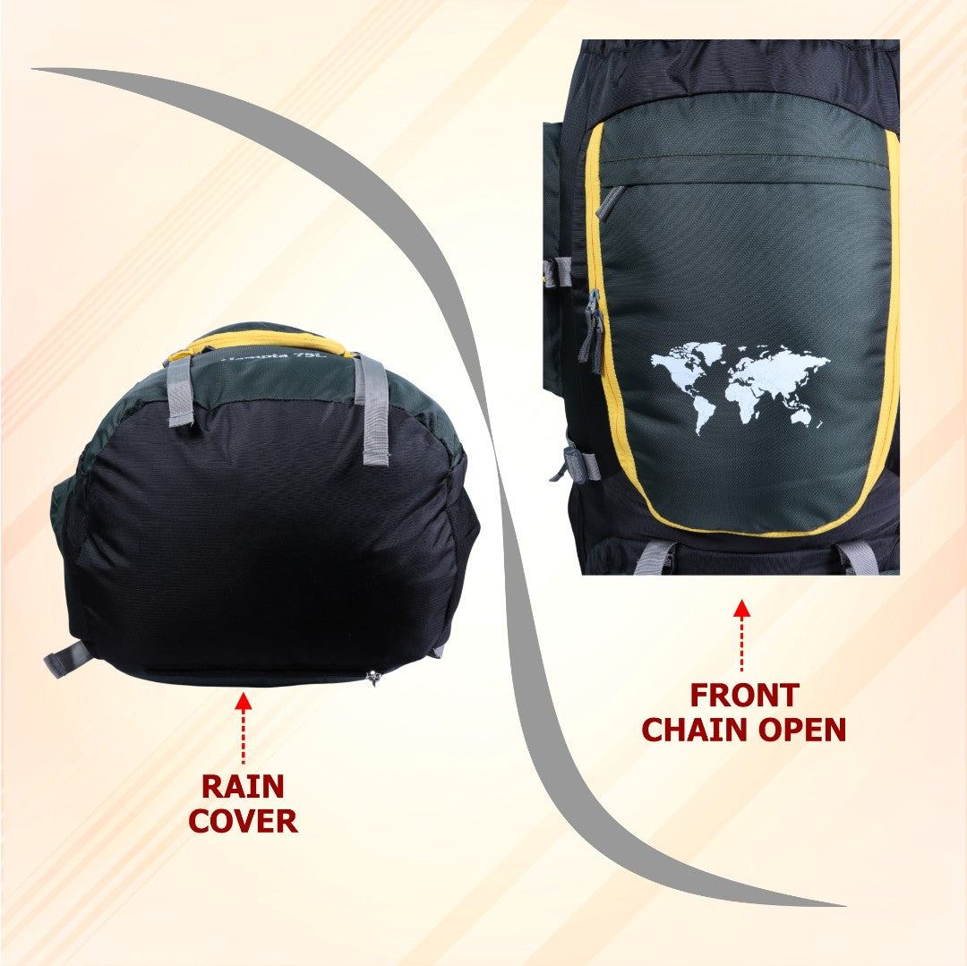 Endeavour Hampta Front Open Rucksack For Hiking/Camping/Trekking with Rain Cover/Shoe Compartment - 75 L