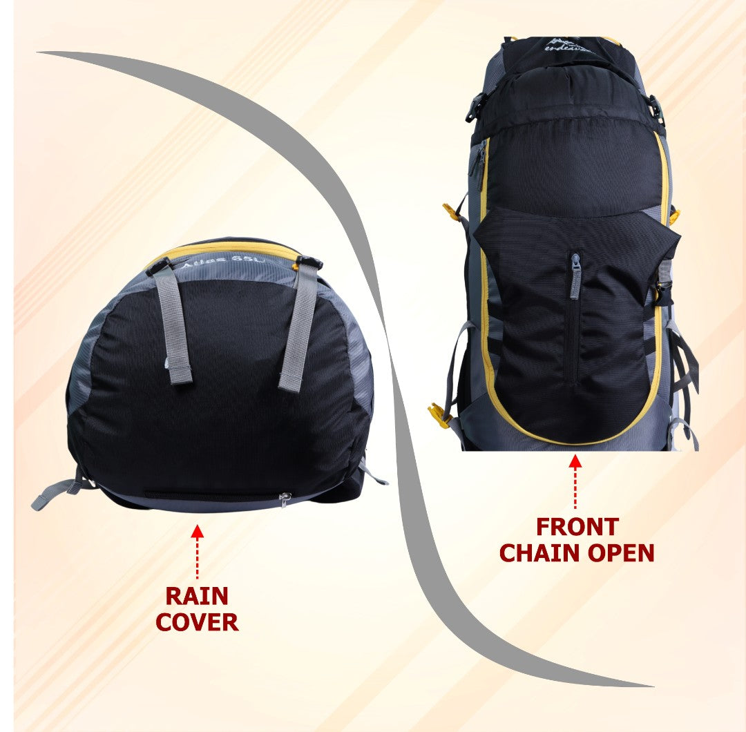 Endeavour Atlas Front Open Rucksack For Hiking/Camping/Trekking with Rain Cover/Shoe Compartment - 65 LTR